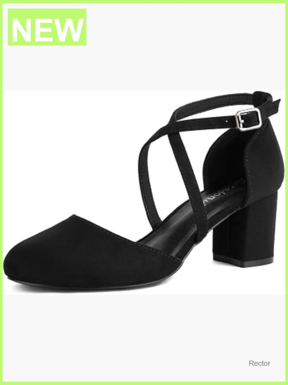 2.5" Low Block Heel Dress Pumps Closed Round Toe Cross Strap